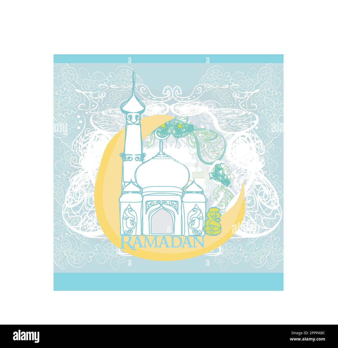 artistic pattern background with moon and mosque Stock Vector