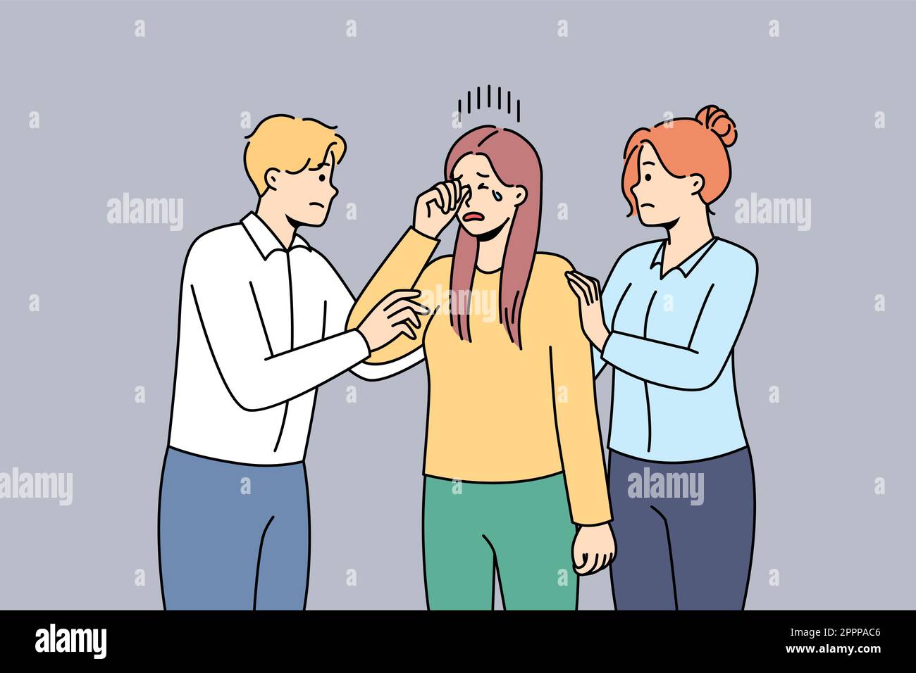 People support unhappy crying woman Stock Vector Image & Art - Alamy