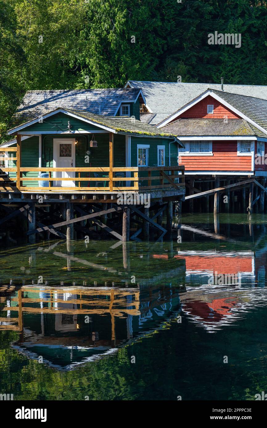 Stilt houses in Telegraph Cove, Vancouver Island, British Columbia, Canada. Stock Photo