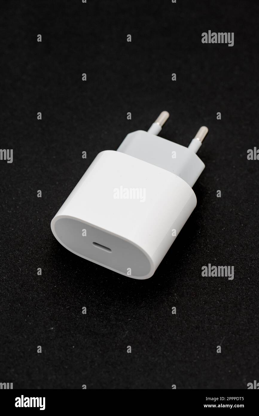White USB-C phone charger Stock Photo