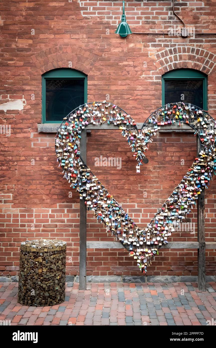 The Distillery Historic District Love Locks in Toronto Stock Photo