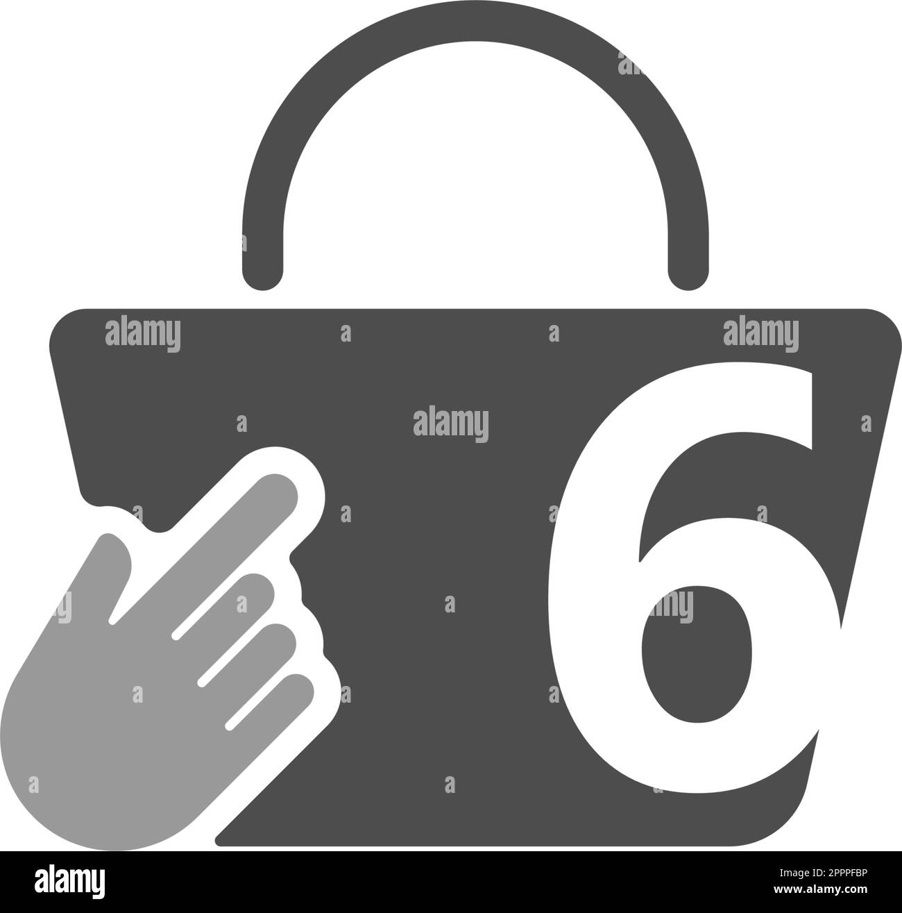 Online shopping bag, cursor click hand icon with number 6 Stock Vector ...