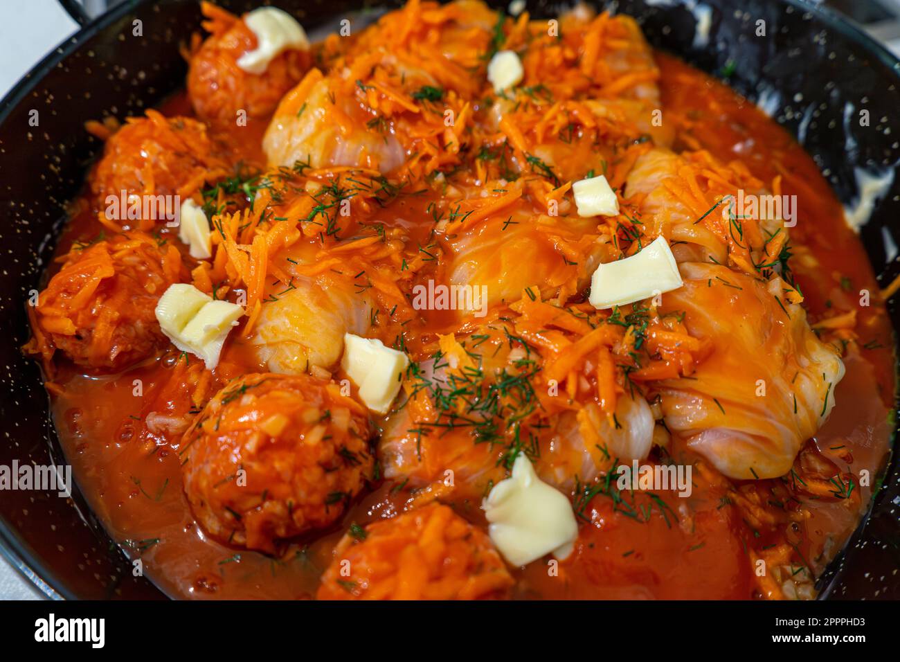 Ukrainian Rice Traditional Ukrainian raw (unprepared) stuffed cabbage rolls with meat ...