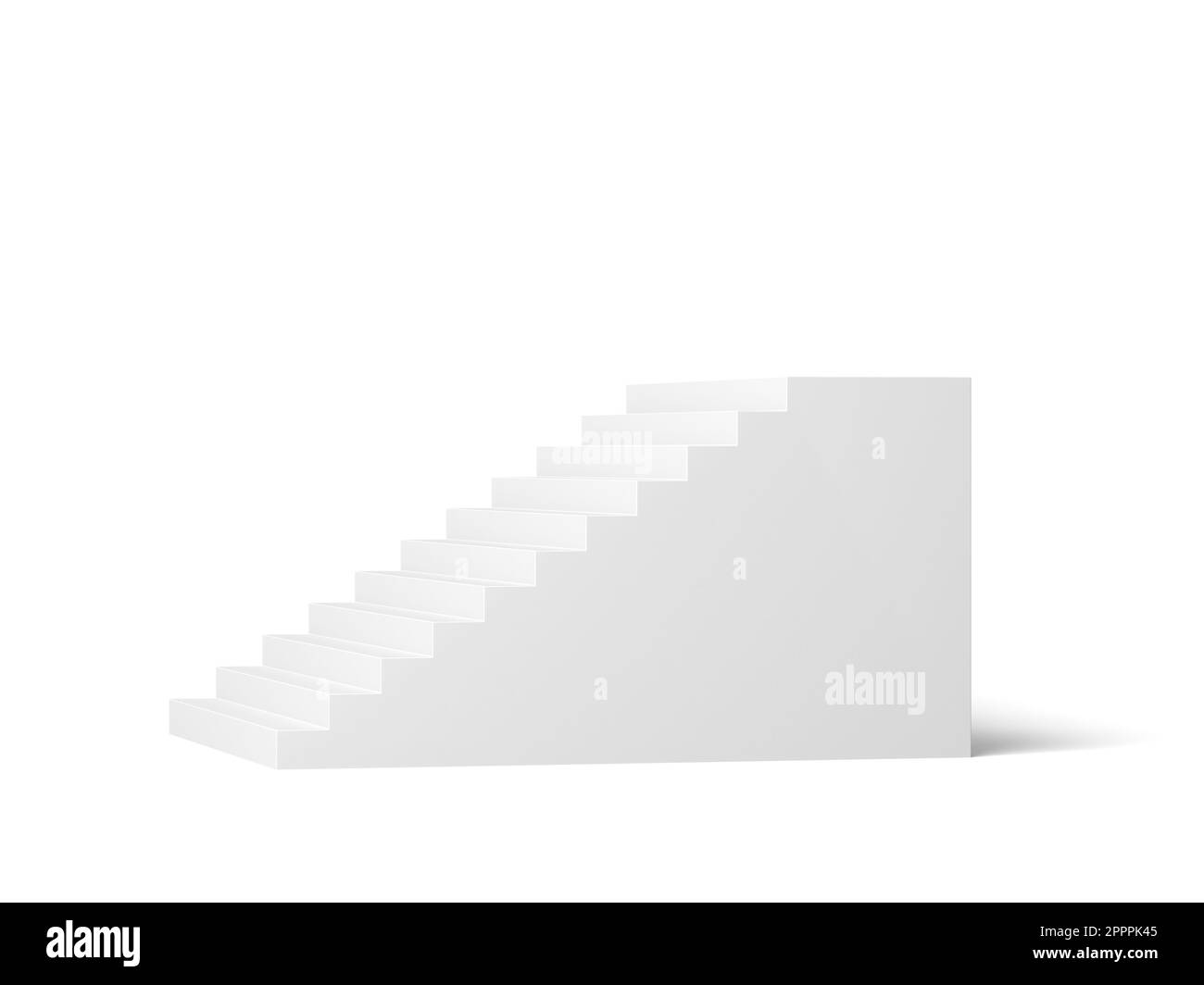 White stairs isolated on white background. White wall. Empty room. 3d illustration. Stock Photo