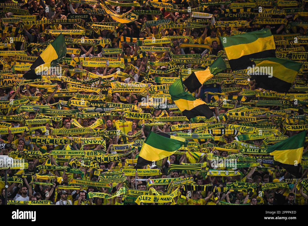 Supporters of Nantes during the French championship Ligue 1 football match  between FC Nantes and Paris