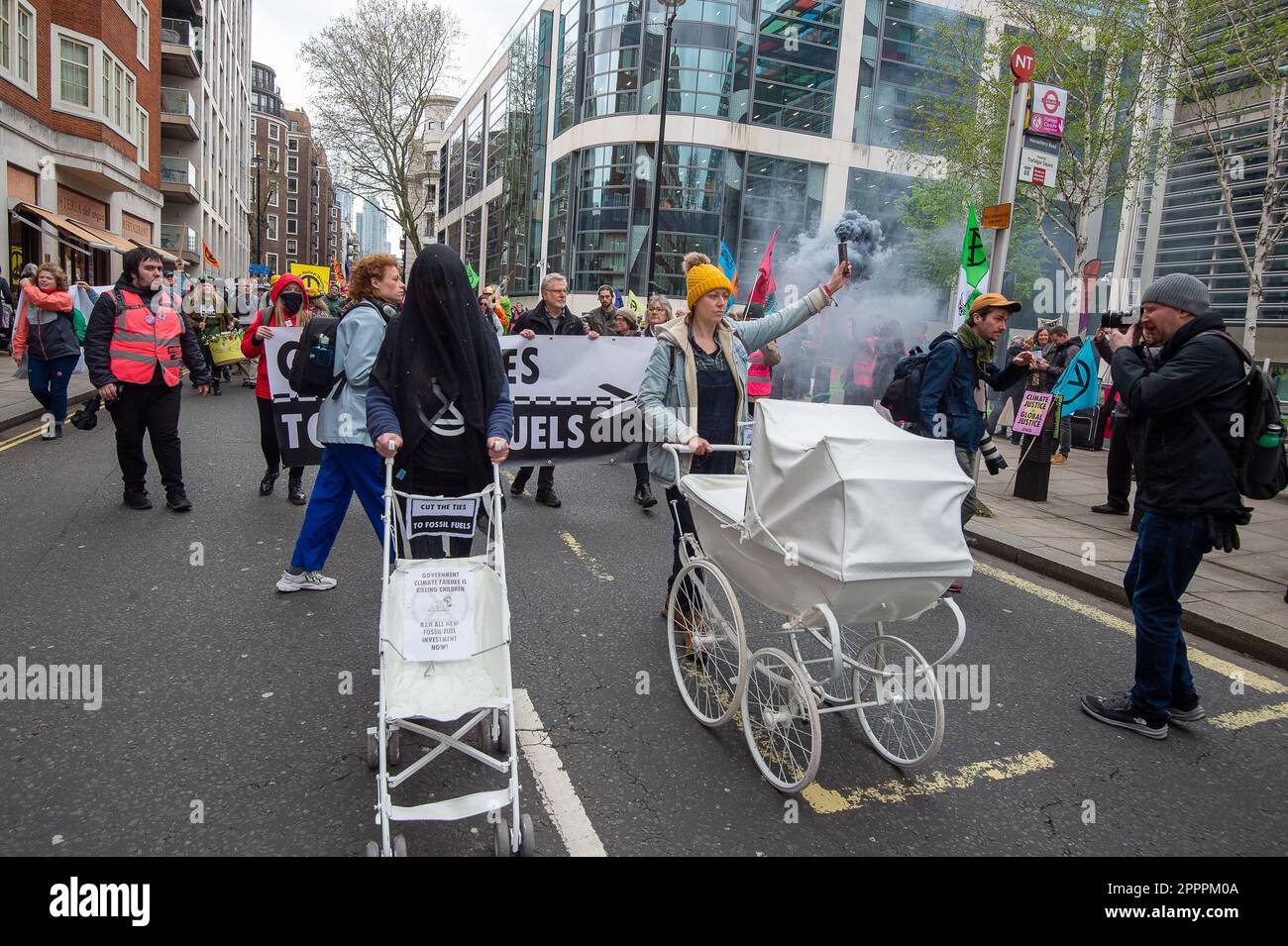 London, UK. 24th April, 2023. The Extinction Rebellion Picket March in