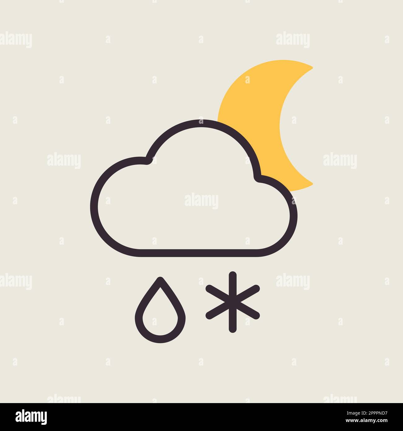 Cloud with snow and rain moon icon. Weather sign Stock Vector Image ...