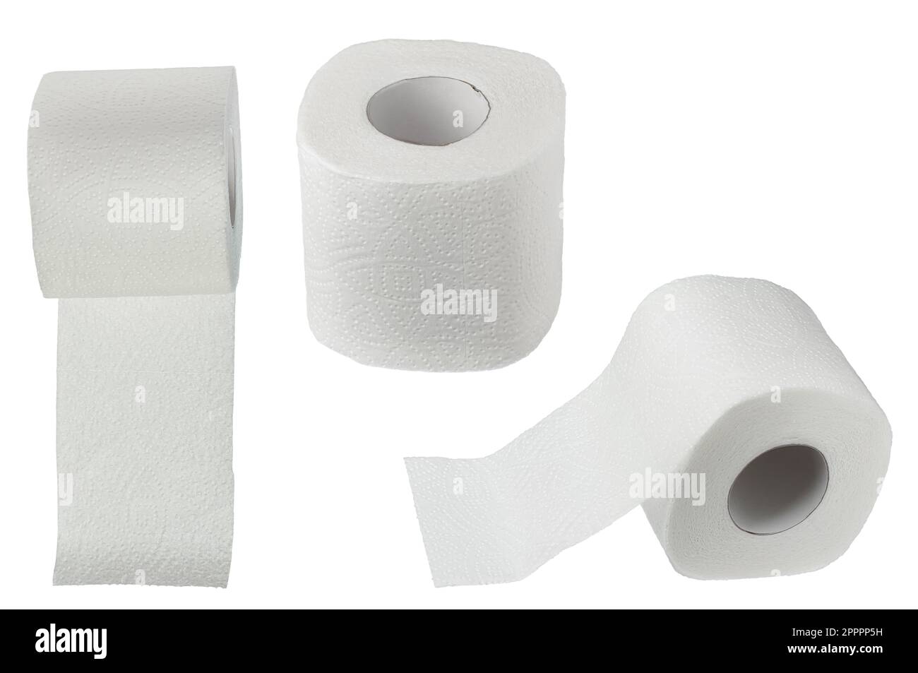 Roll of toilet paper or tissue isolated on white background with full