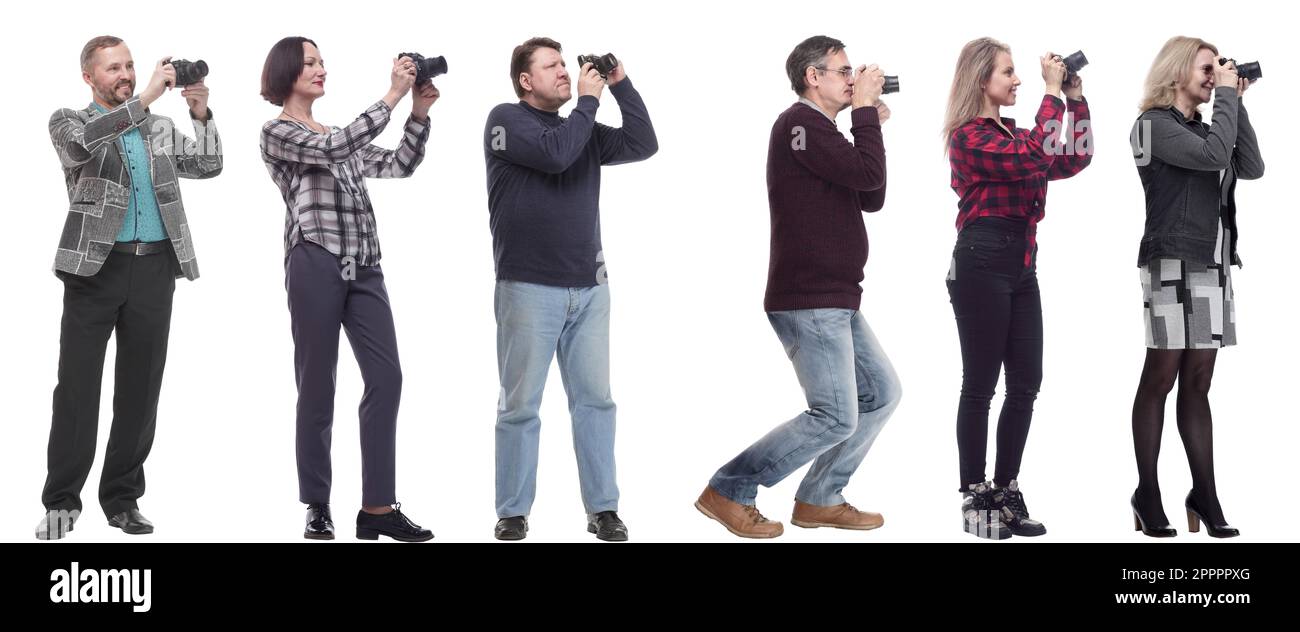 collage of group of photographers in profile isolated Stock Photo Alamy