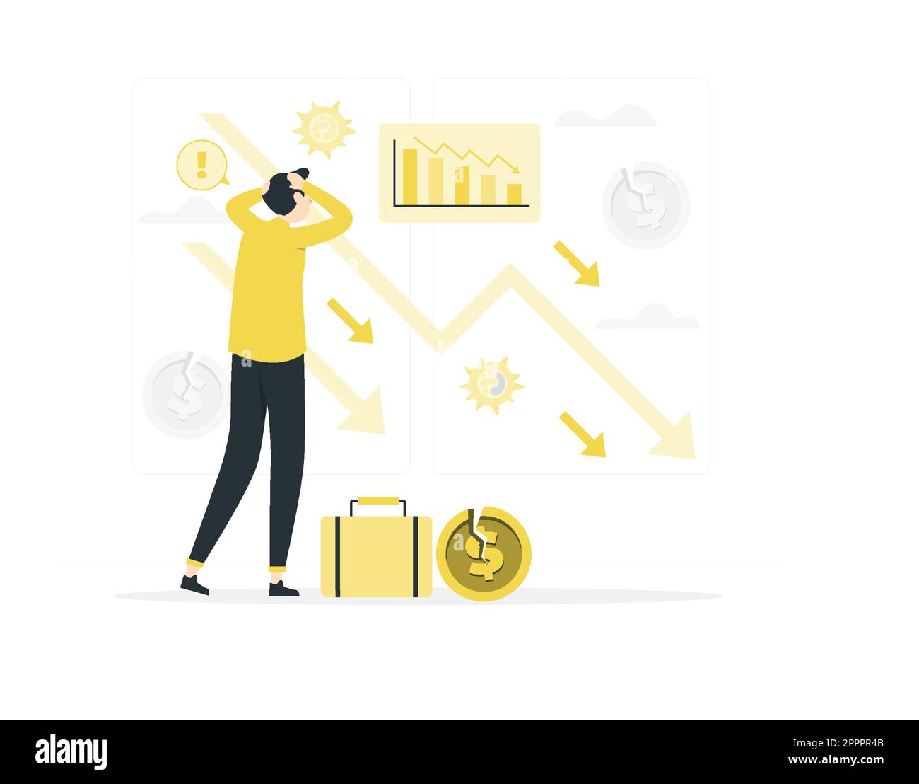 Economic crisis concept falling financial vector Stock Vector Image ...