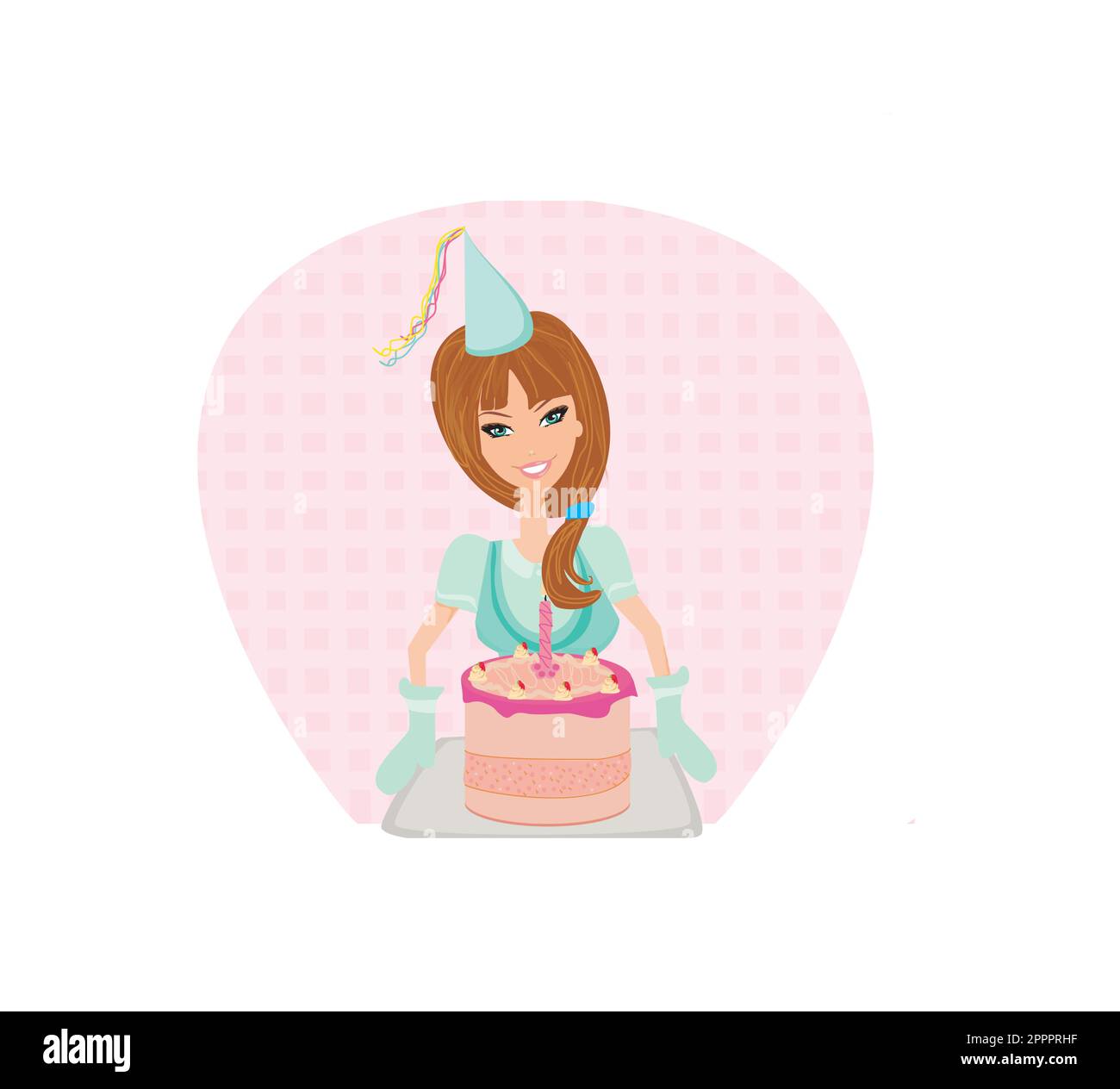 Birthday Cake Girl Stock Vector Image & Art - Alamy
