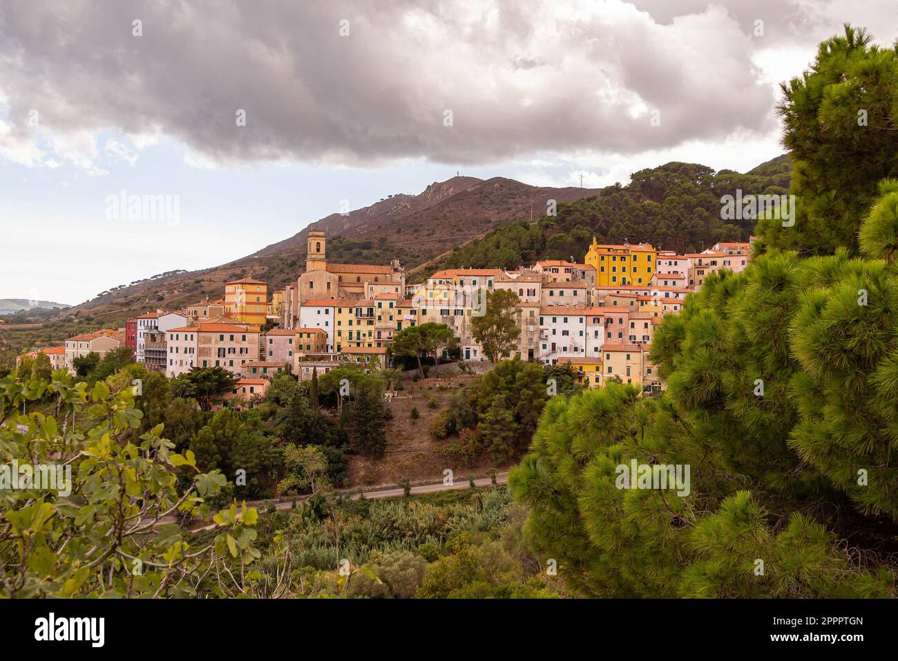 Little mountain village Rio nell' Elba, Island of Elba, Italy Stock Photo