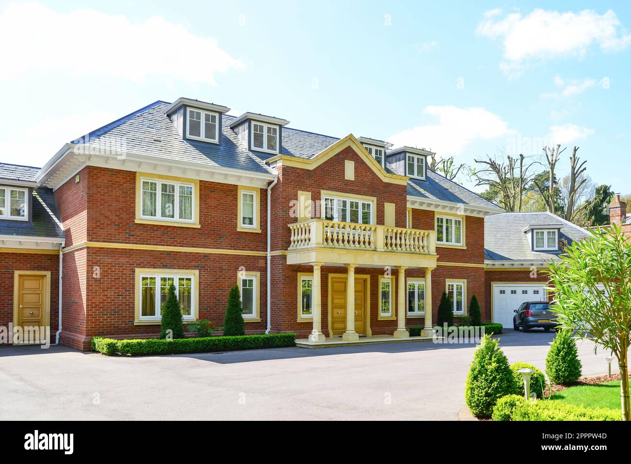 Large detached house, Christchurch Road, Virginia Water, Surrey, England, United Kingdom Stock Photo