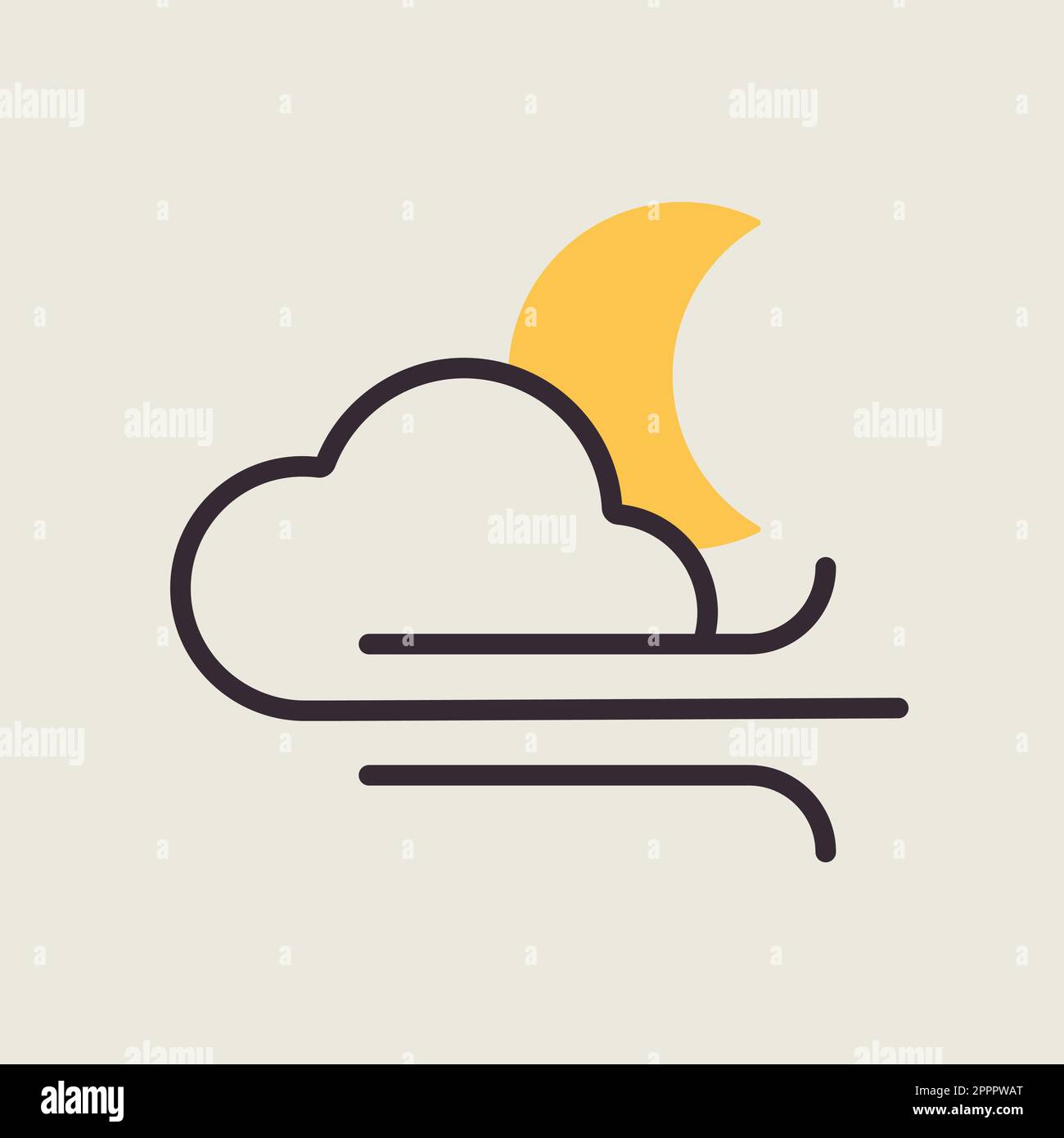 Moon cloudy and wind vector icon. Weather sign Stock Vector Image & Art