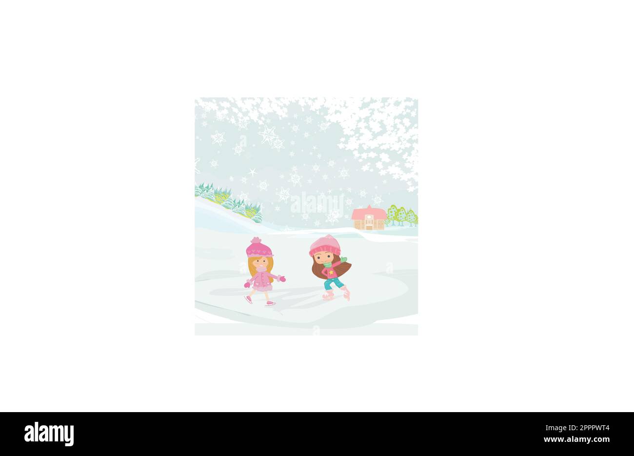 Girls on skates Stock Vector