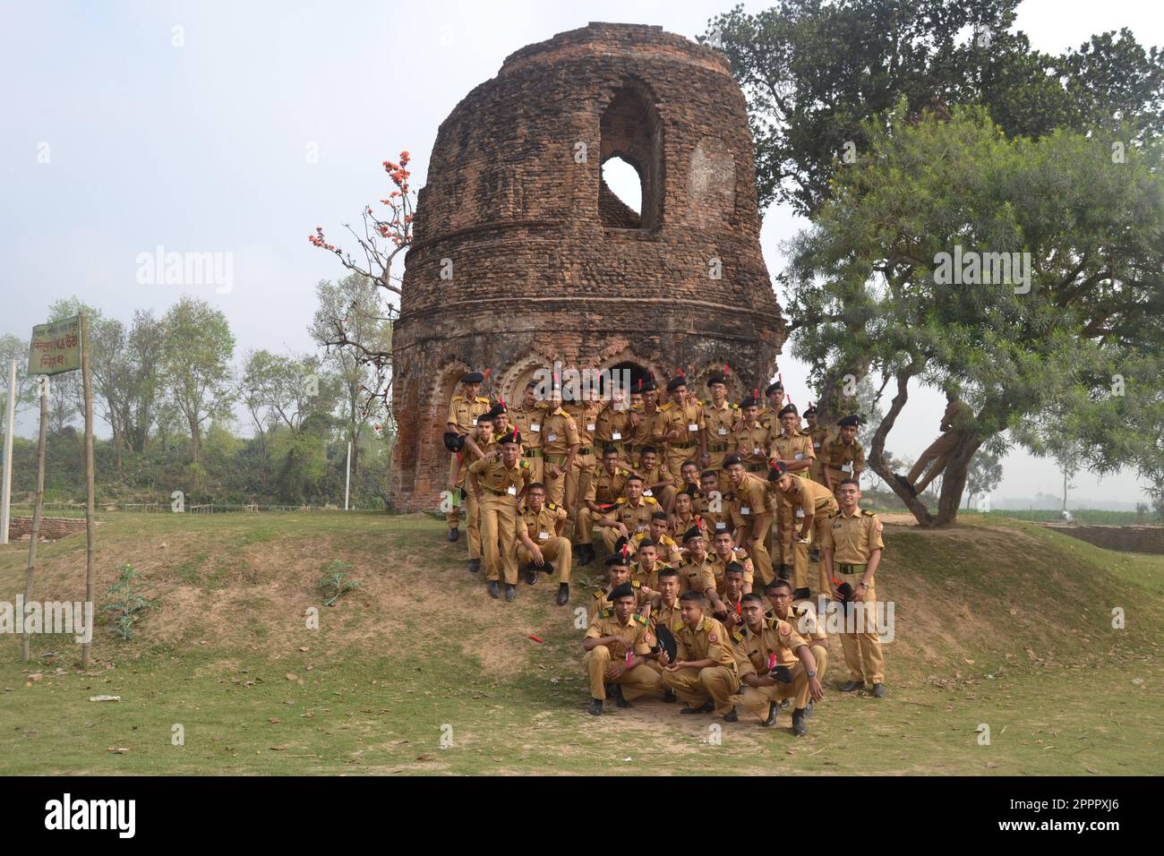 Study tour of Rangpur Cadet College students with their teacher. This photograph was taken at Dinajpur, Bangladesh. Stock Photo