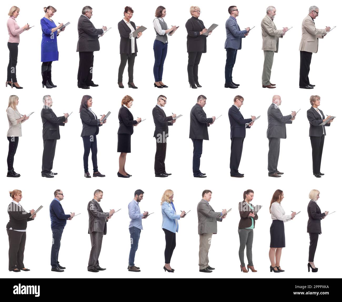 group of successful people with notepad in hands isolated Stock Photo ...
