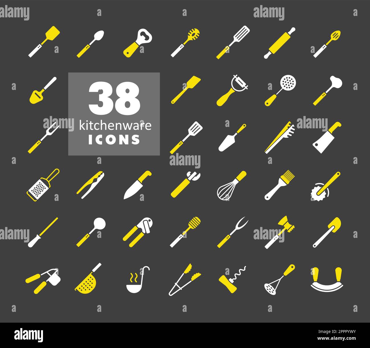 Kitchenware and kitchen appliances vector icon set Stock Vector