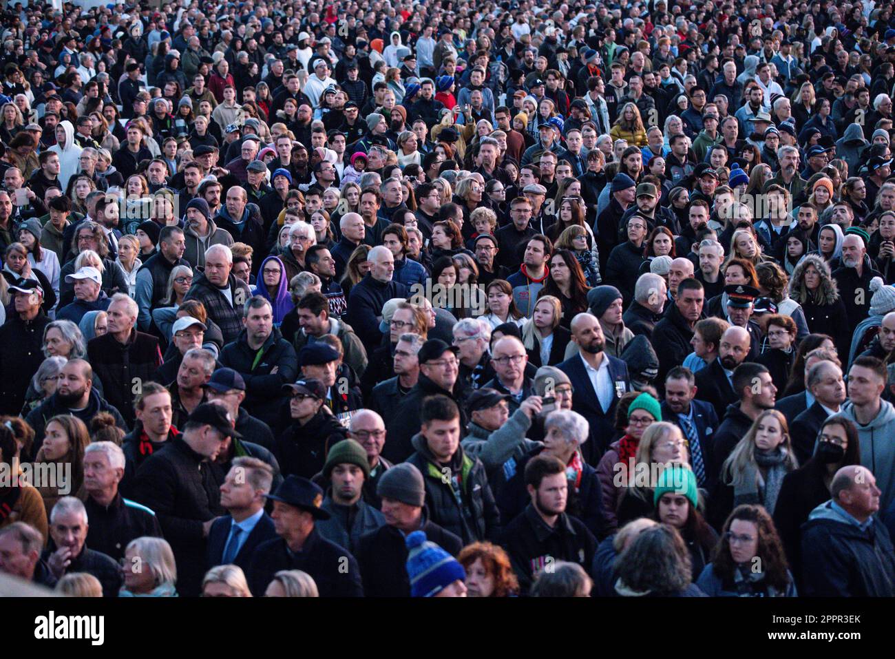 A general view of the crowd during the Anzac Day Dawn Service at the ...