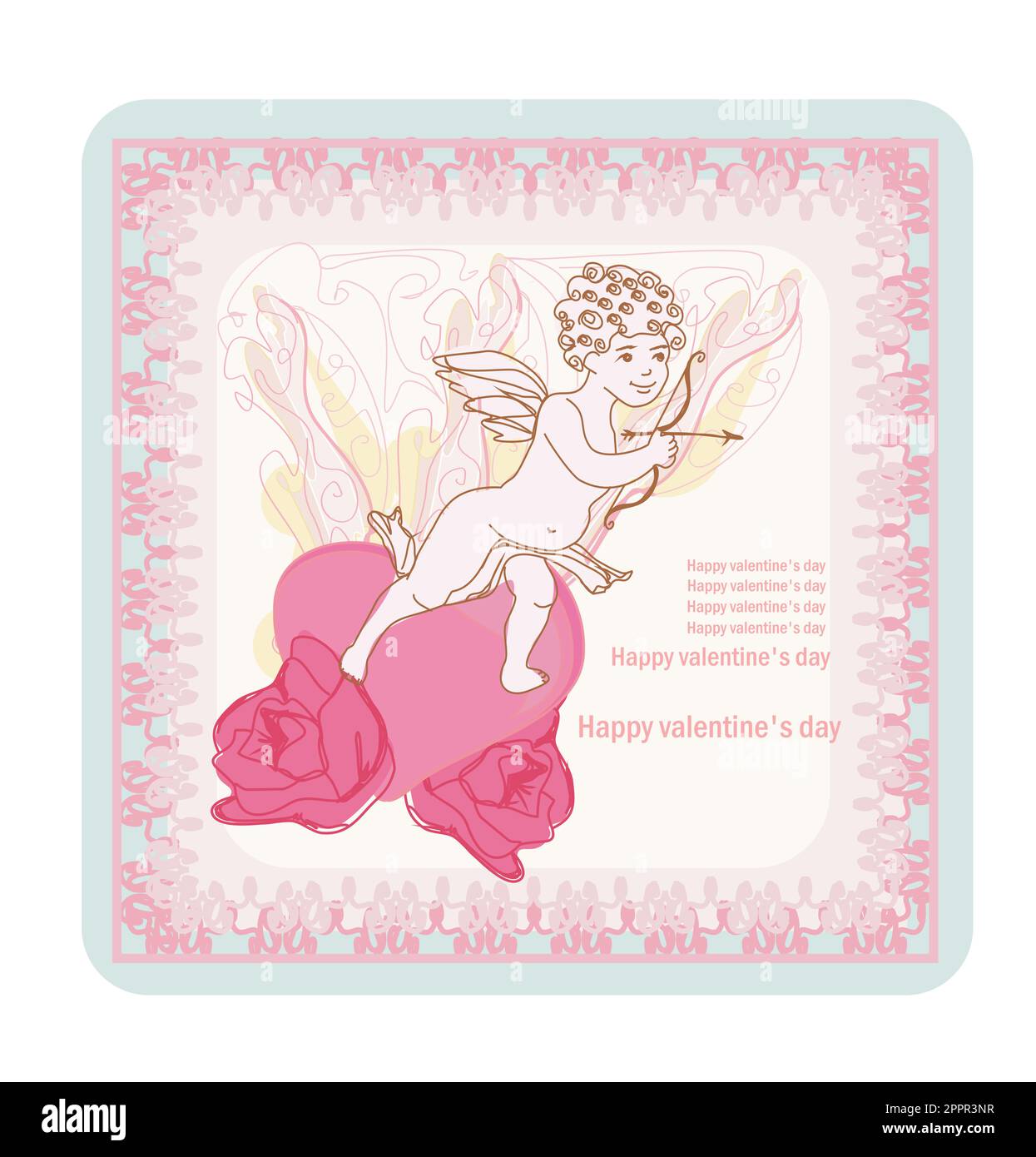 happy valentines day card with cupid Stock Vector Image & Art - Alamy