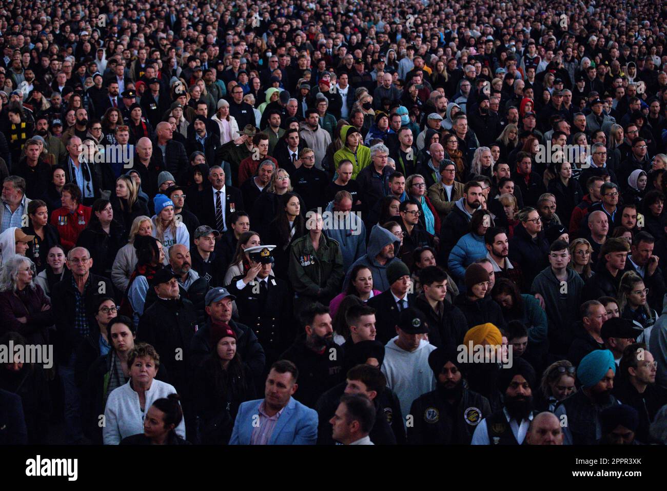 A general view of the crowd during the Anzac Day Dawn Service at the ...