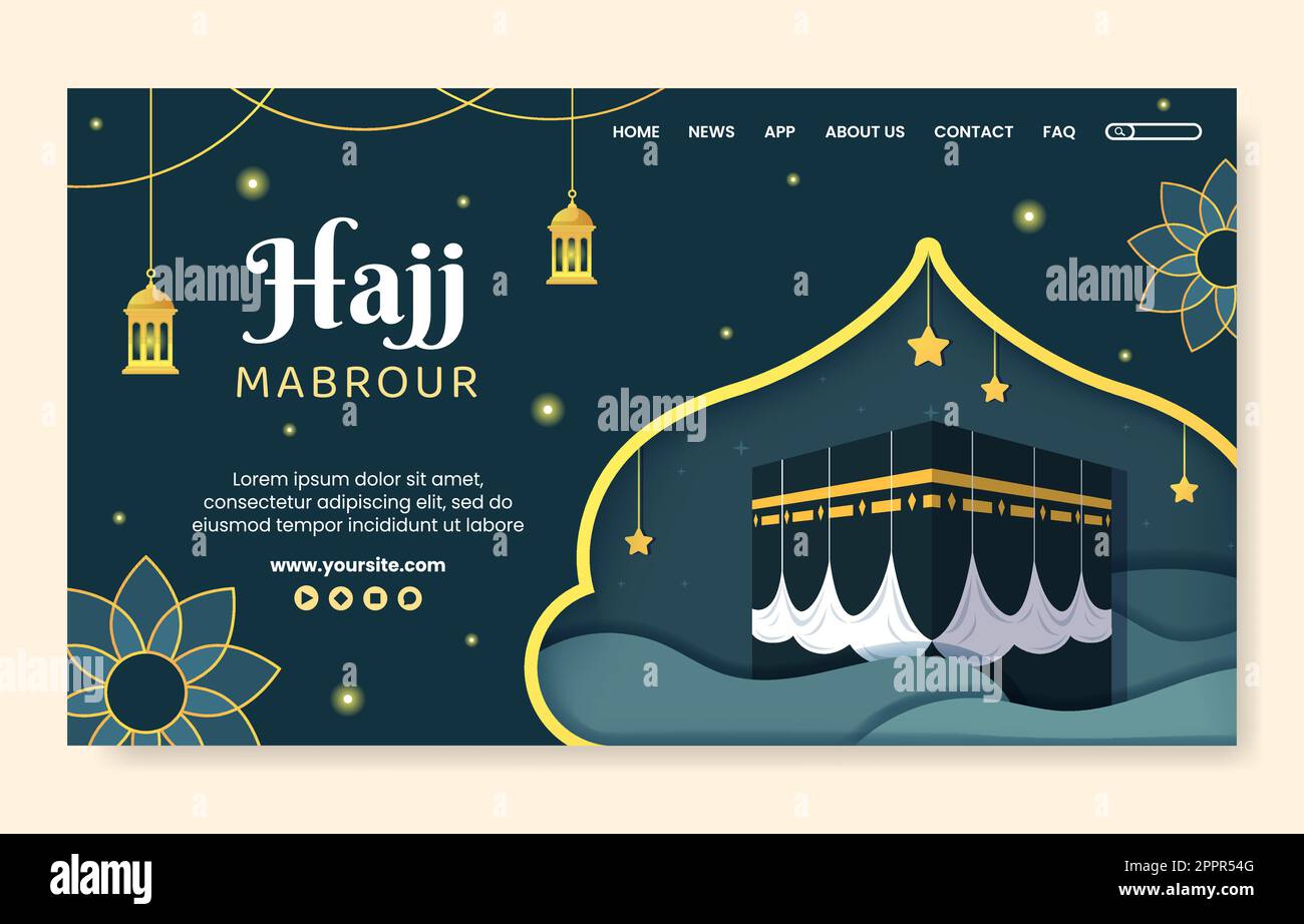 Hajj or Umrah Mabroor Landing Page Template Social Media Flat Cartoon Background Illustration Stock Vector