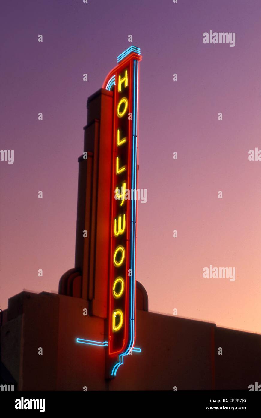 Hollywood Theater sign on Hollywood Blvd, 1980s Stock Photo Alamy