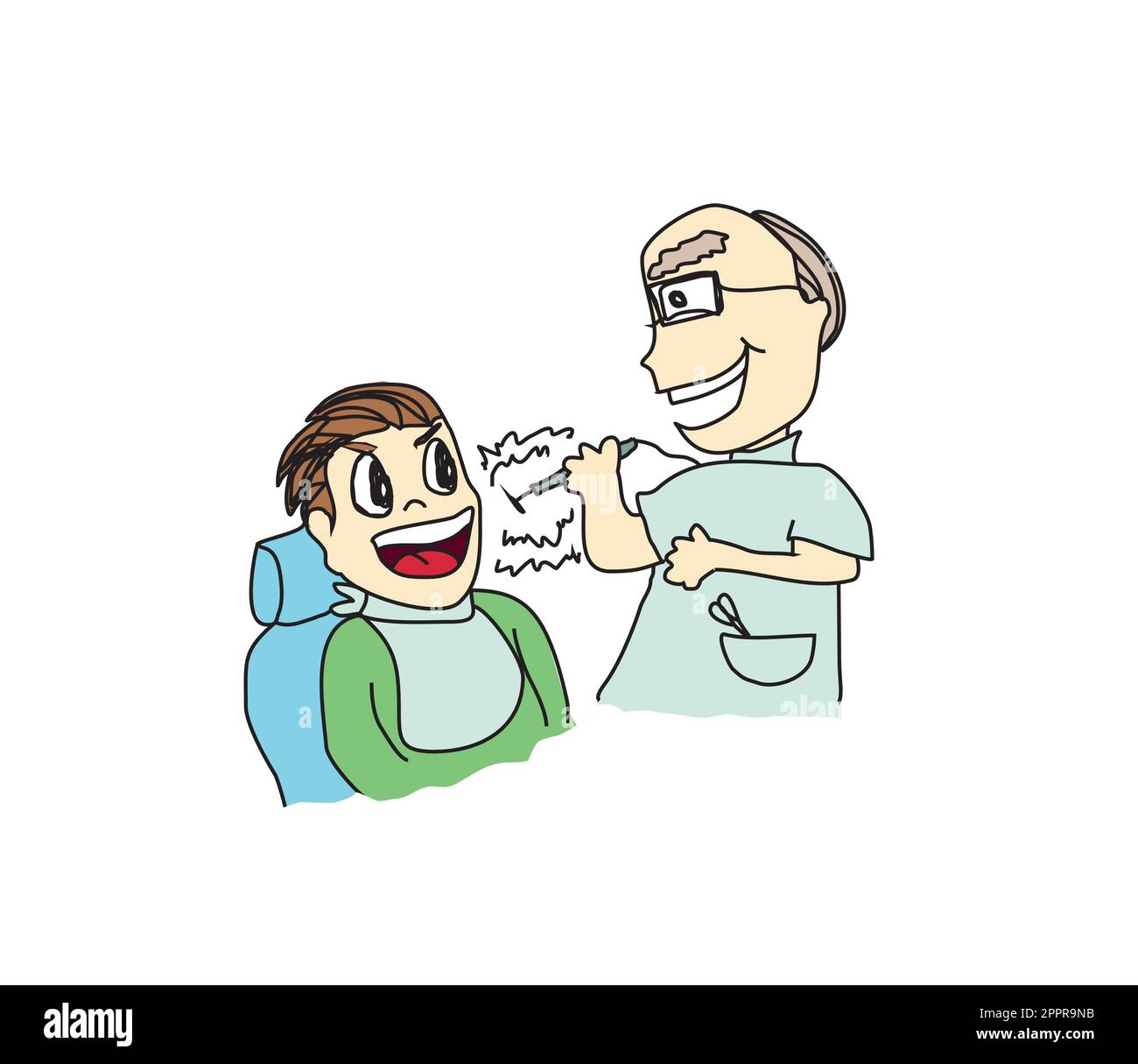 Vector cartoon of dentist with patient Stock Vector