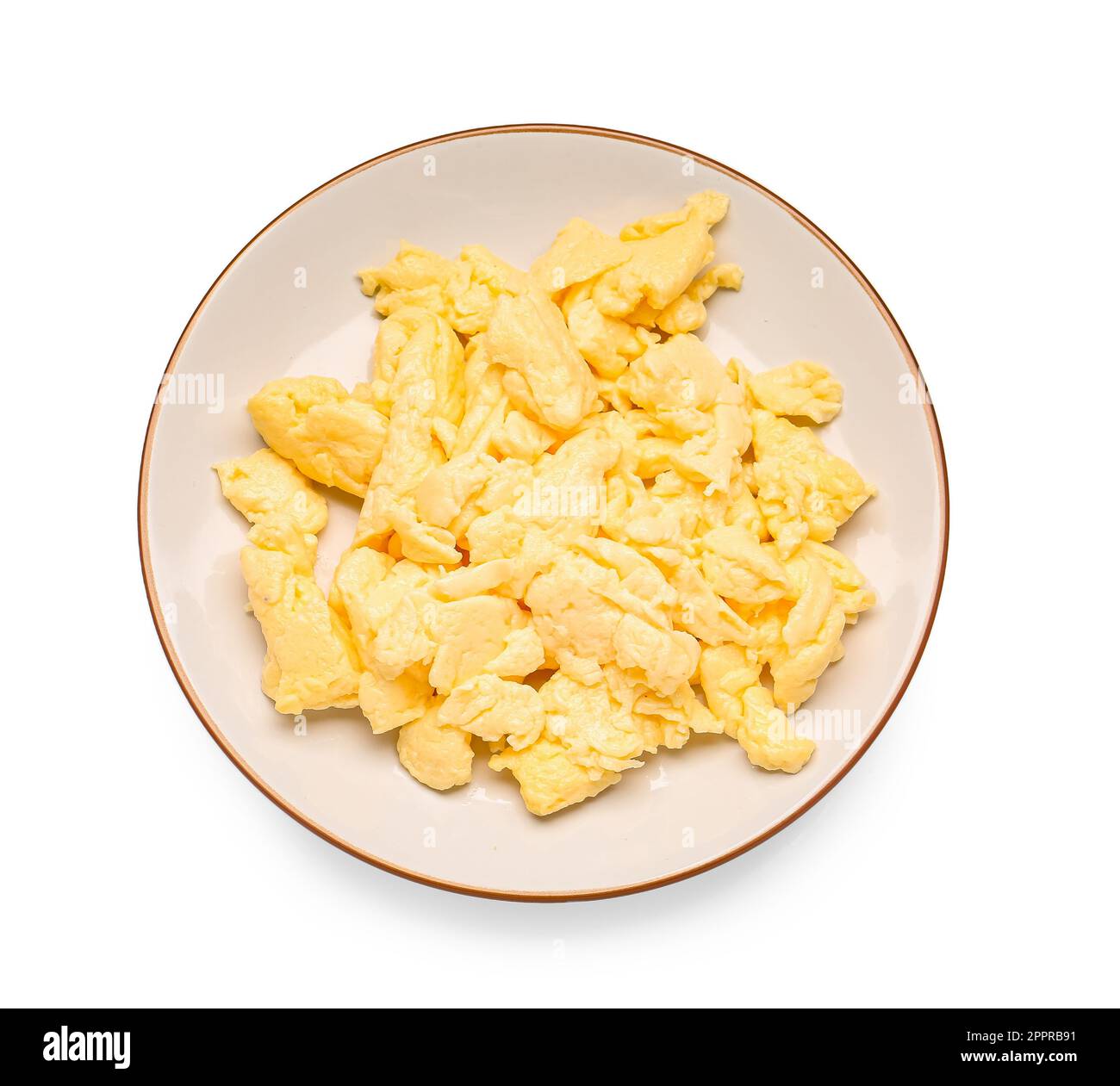 plate of scrambled eggs isolated on white background, top view Stock Photo  - Alamy