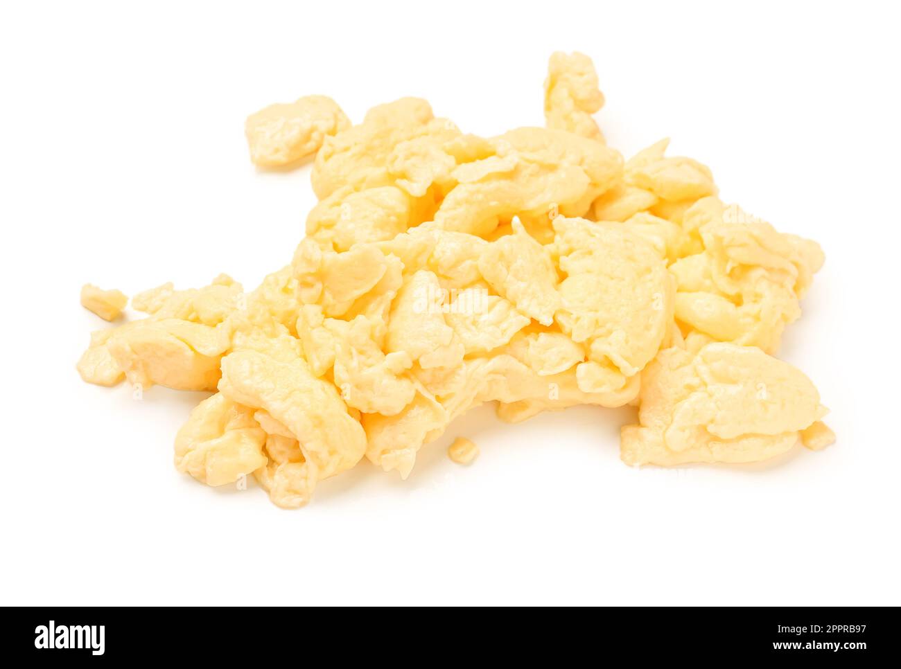 Tasty scrambled eggs on white background Stock Photo - Alamy