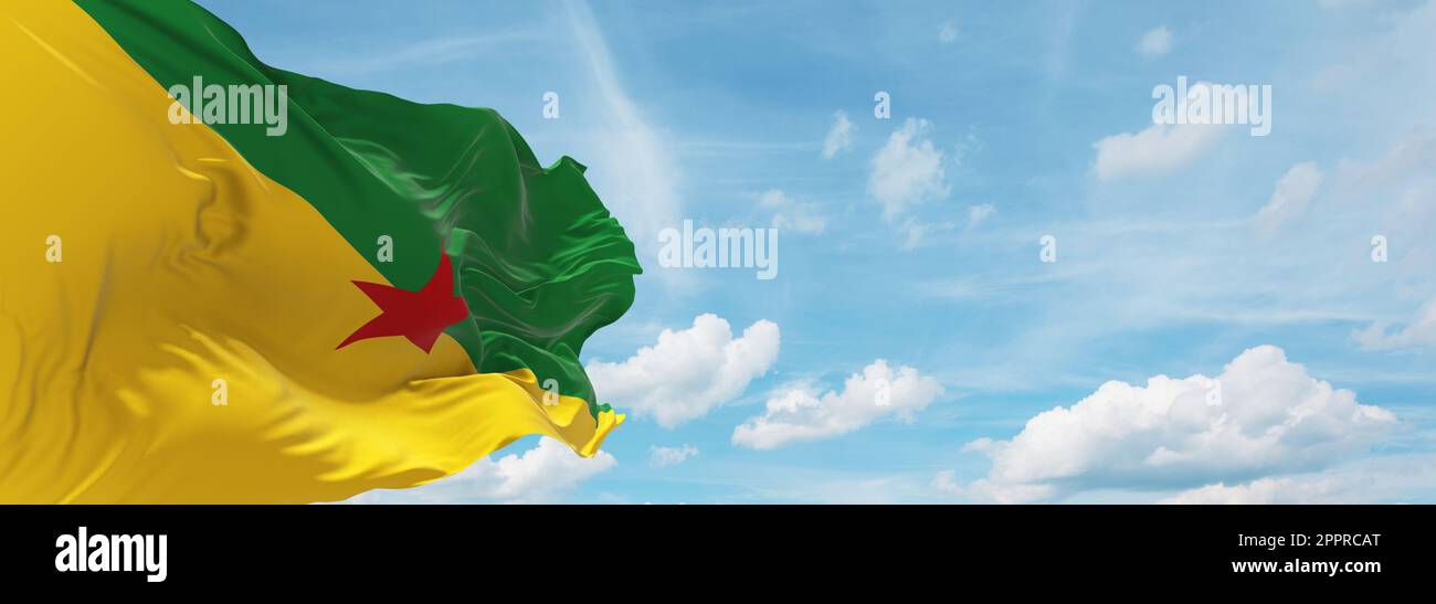 flag of French Creole peoples French Guianans at cloudy sky background