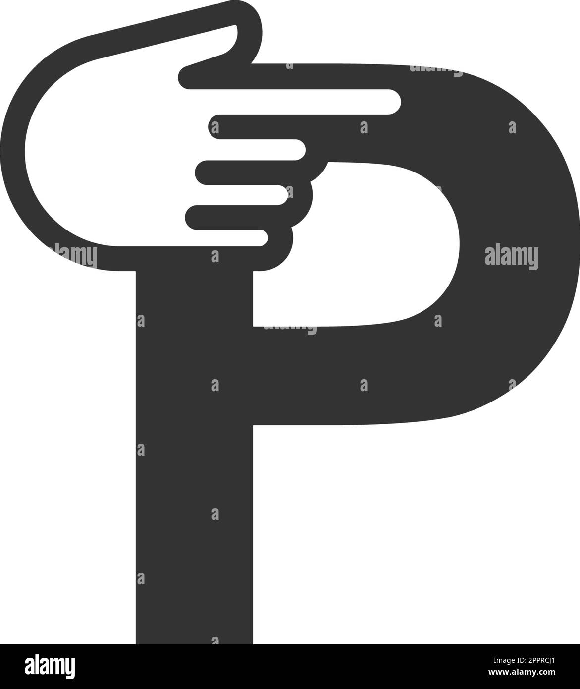 Letter combined with a hand cursor icon illustration Stock Vector
