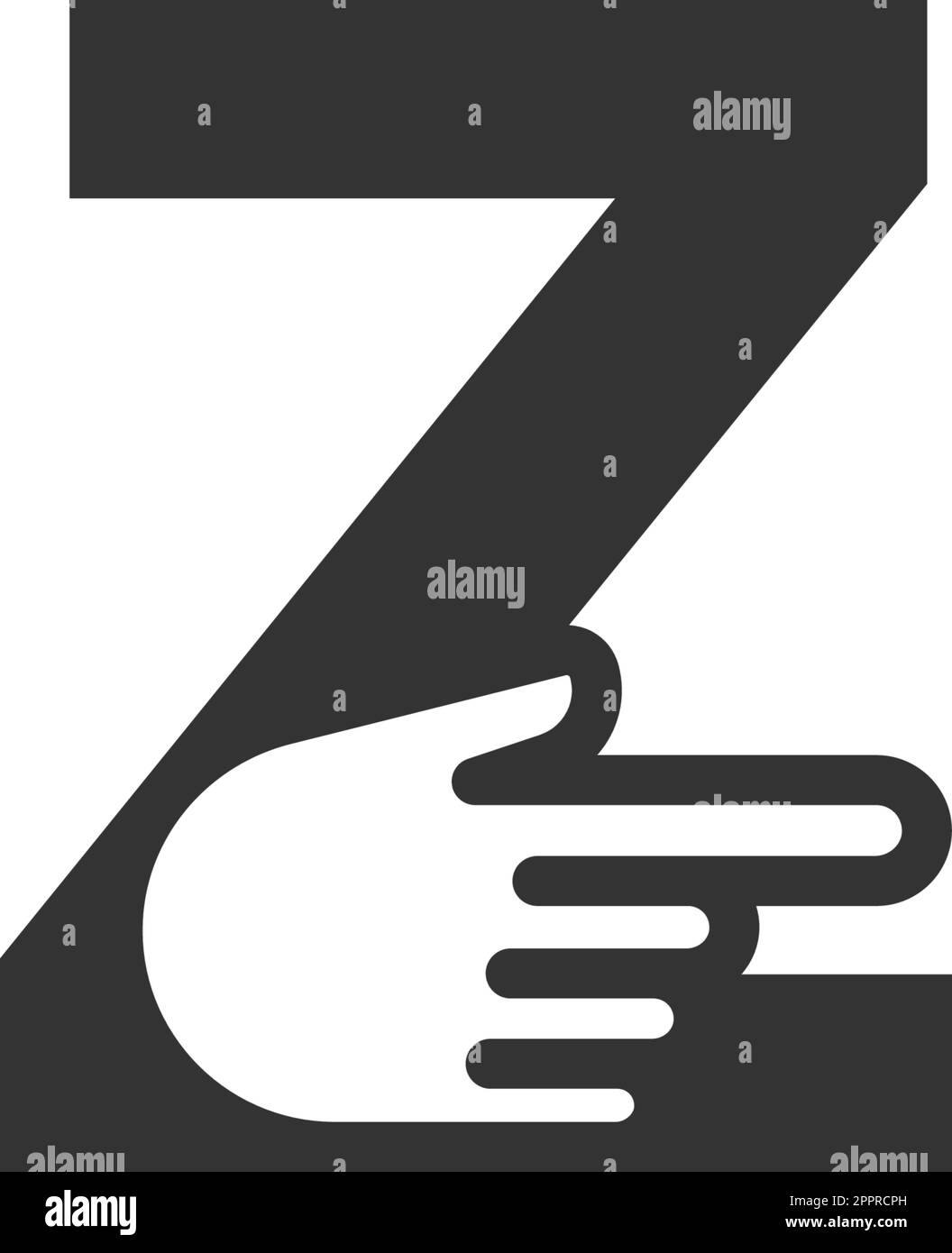 Letter combined with a hand cursor icon illustration Stock Vector