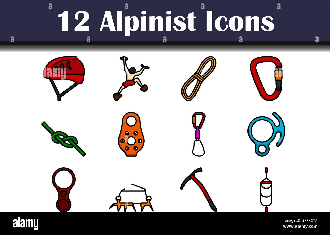 Alpinist Icon Set Stock Vector
