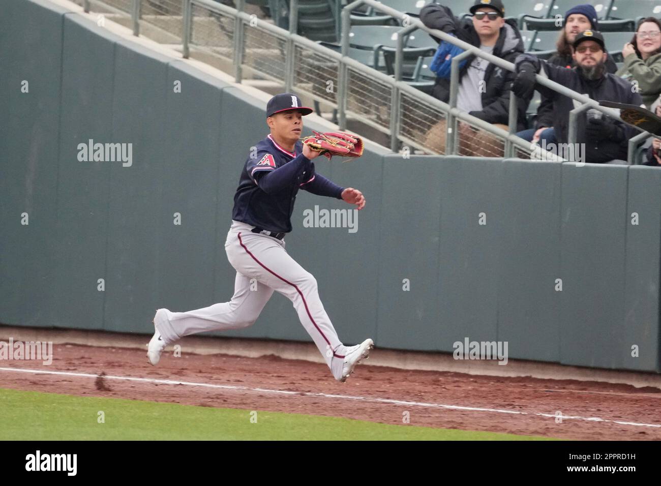 April 22 2023 Reno right fielder Barrosa (1) makes a play during