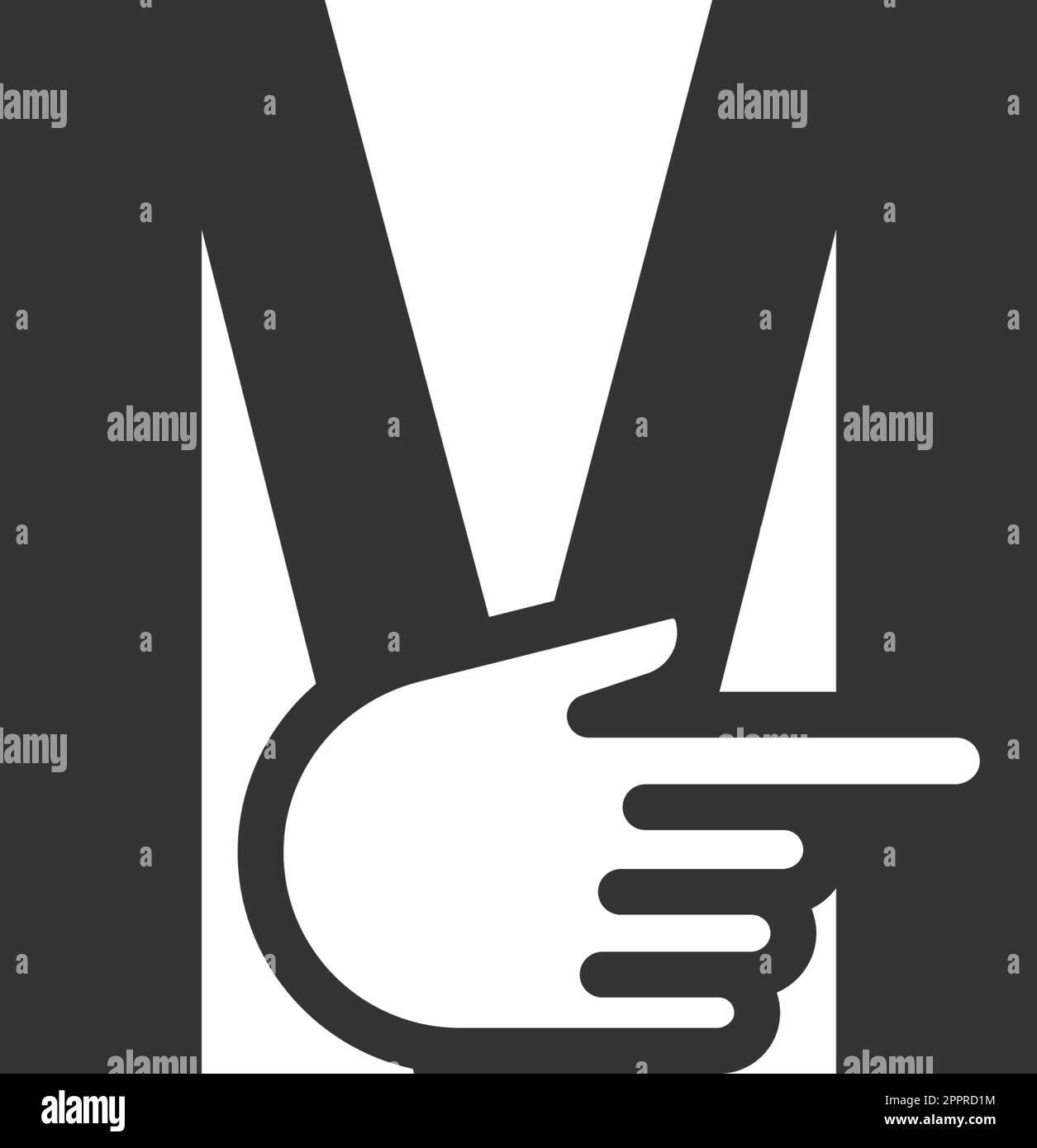 Letter combined with a hand cursor icon illustration Stock Vector