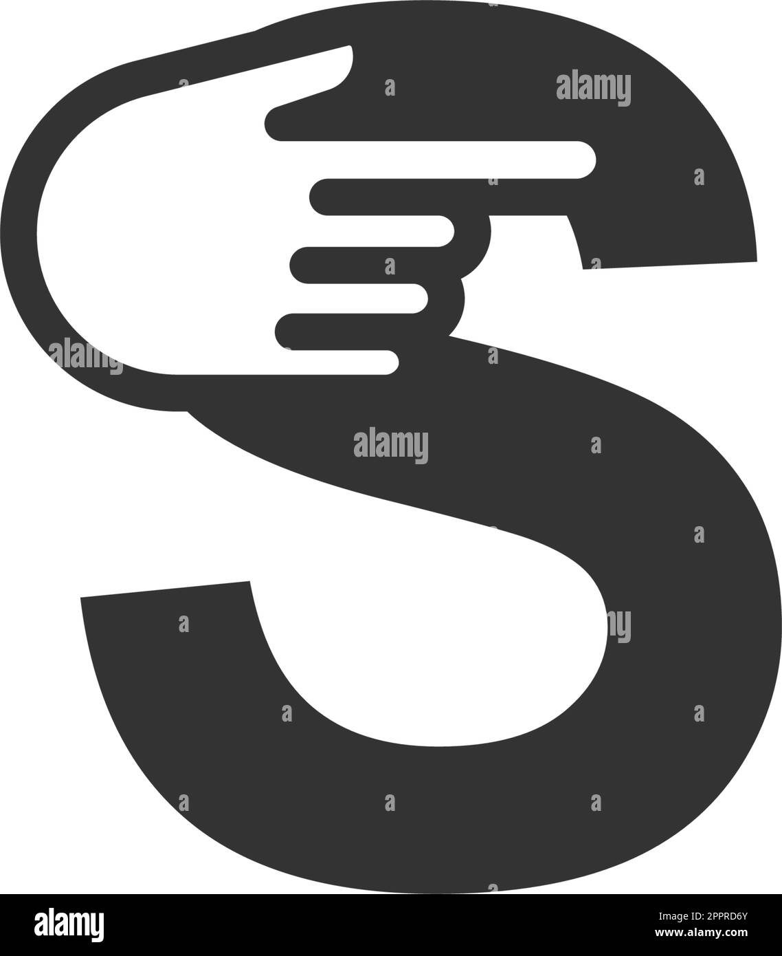 Letter combined with a hand cursor icon illustration Stock Vector