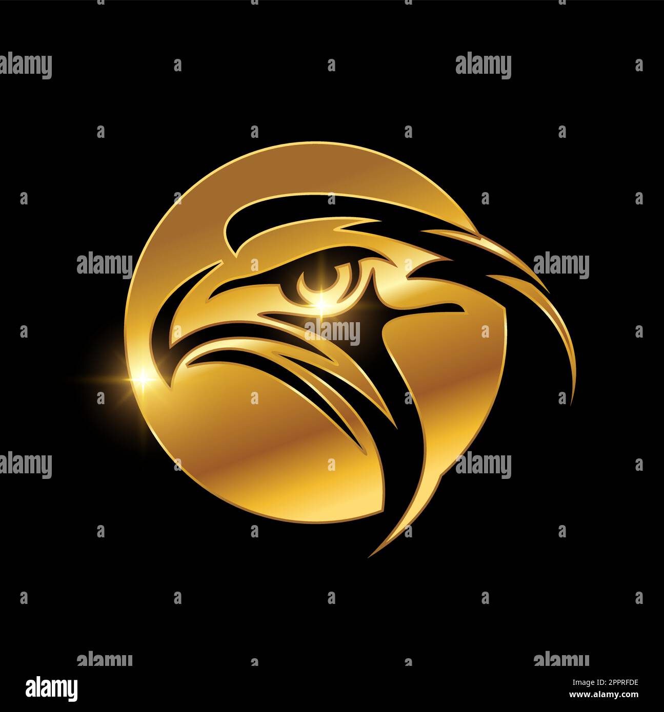 Eagle Head in Golden Circle Logo Stock Vector