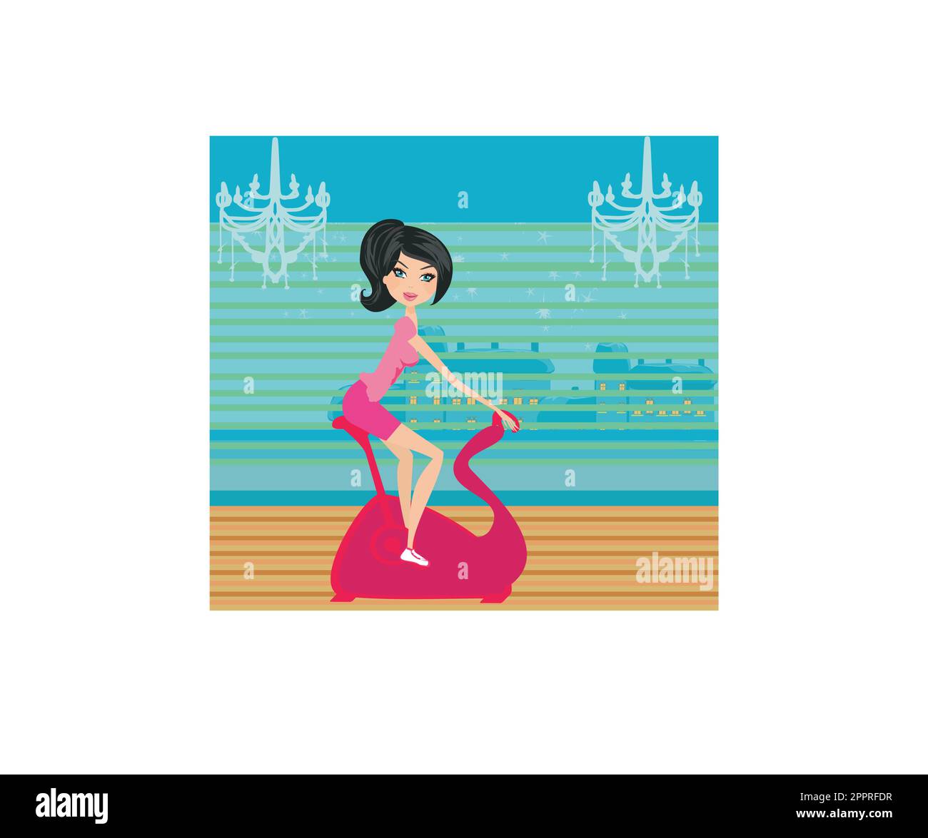 Girl on the exercise bike Stock Vector Image & Art - Alamy