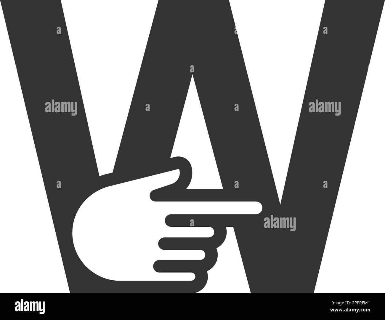 Letter combined with a hand cursor icon illustration Stock Vector