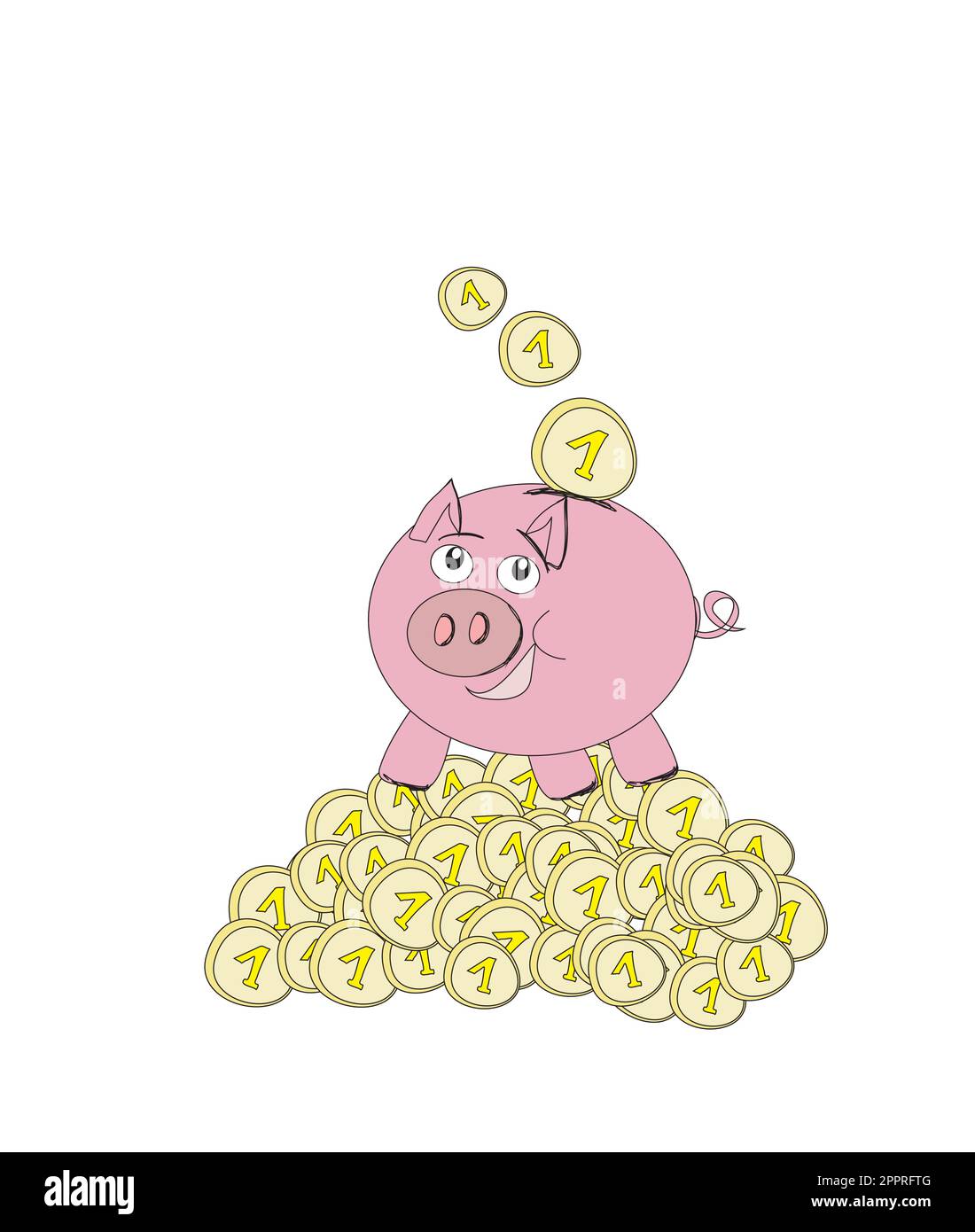 Piggy bank - doodle illustration Stock Vector