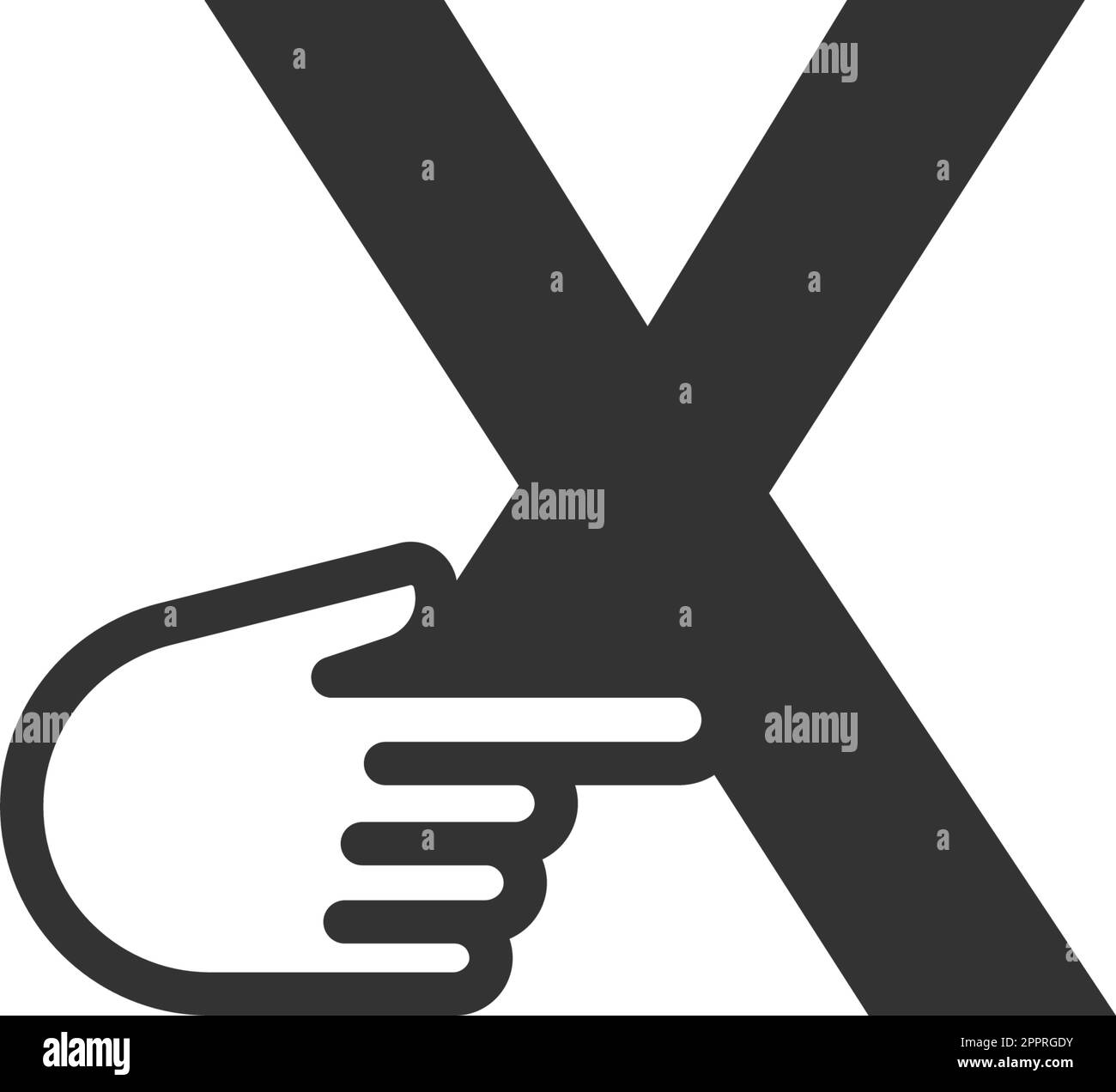 Letter combined with a hand cursor icon illustration Stock Vector