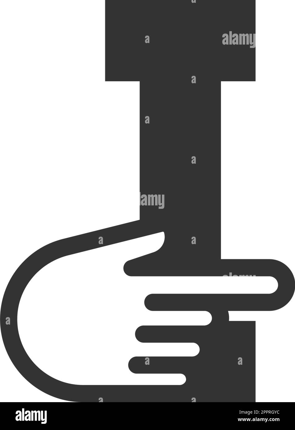 Letter combined with a hand cursor icon illustration Stock Vector