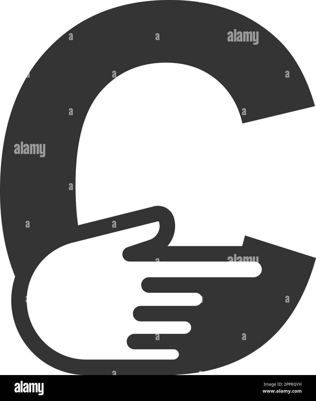 Letter combined with a hand cursor icon illustration Stock Vector Image ...