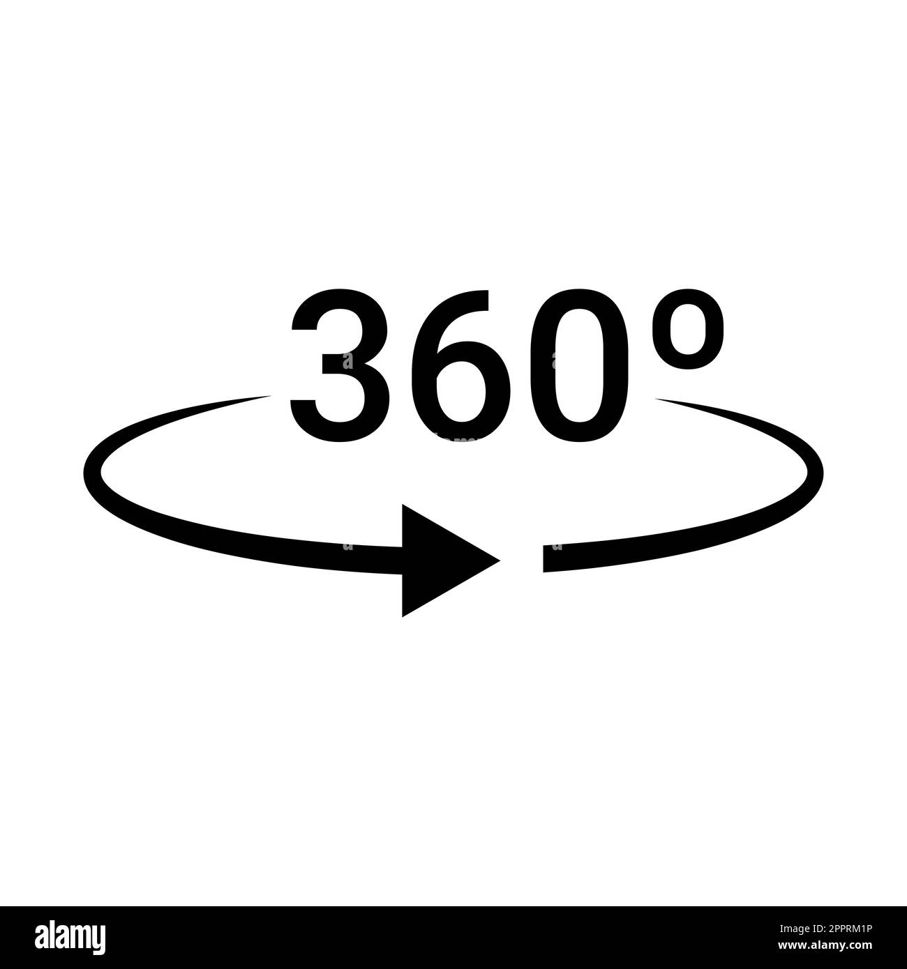 360 degrees black vector icon on white background Stock Vector