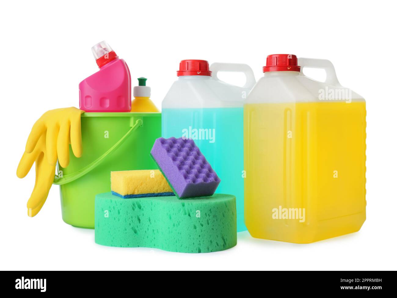 Set of different cleaning supplies on white background Stock Photo Alamy