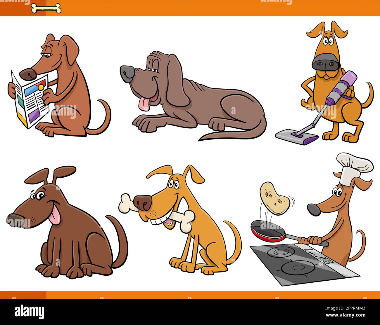 cartoon dogs and puppies animal funny characters set Stock Vector Image ...