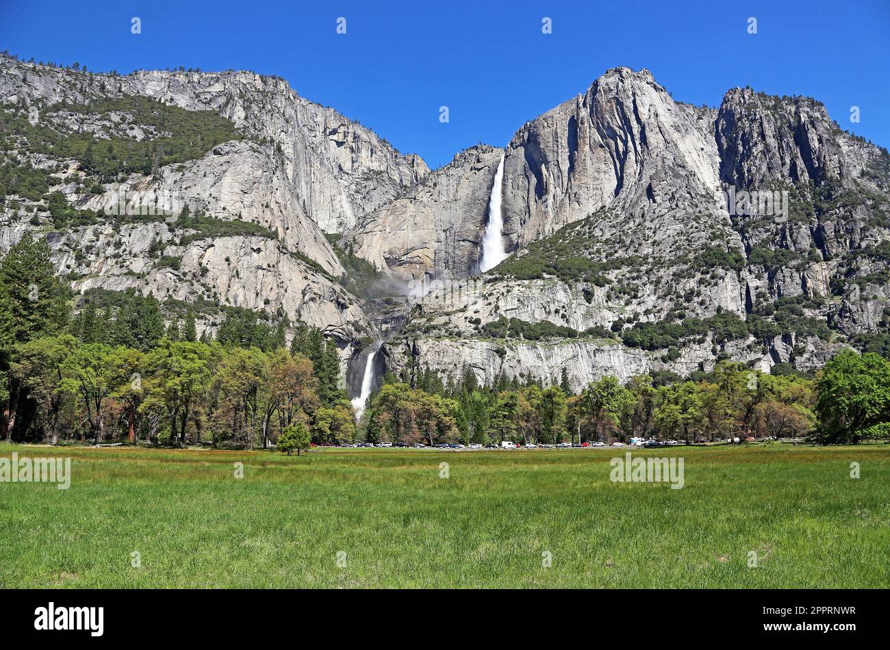 Cooks meadow and Yosemite Fall - Yosemite National Park, California Stock Photo