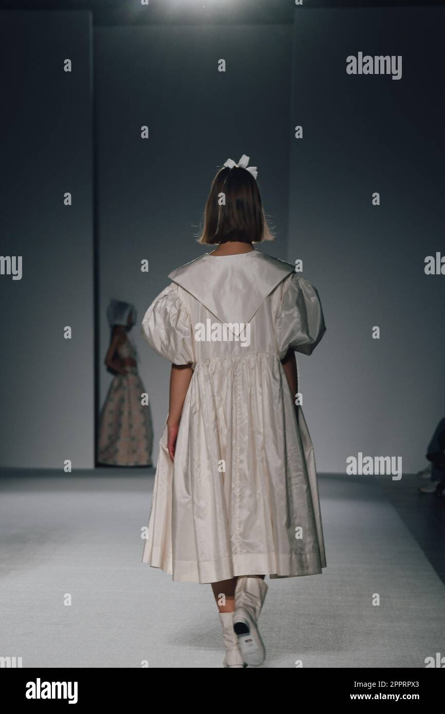 London UK 21st Apr 2023 Minju Kim showcases her fashion designs