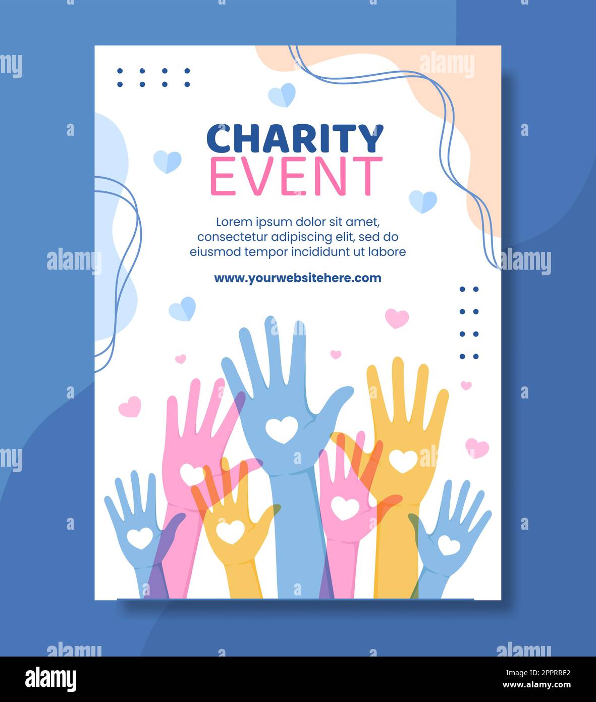 Charity Donation Poster Template Flat Cartoon Background Vector